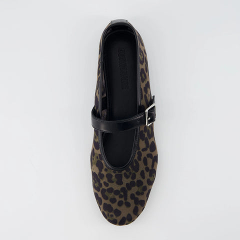 Moma Leopard Print Mary Jane Flat